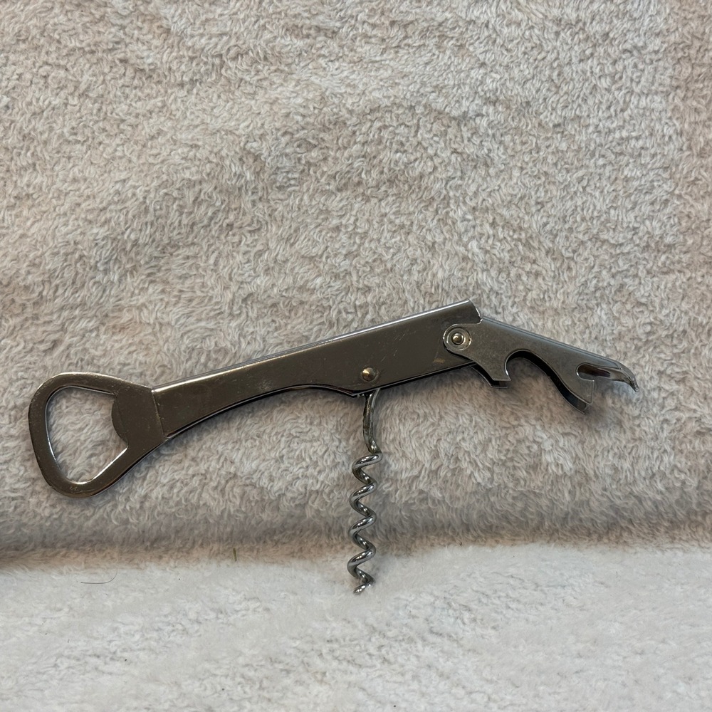 Vintage EKCO Stainless Steel Multi Tool Corkscrew Bottle Opener Can